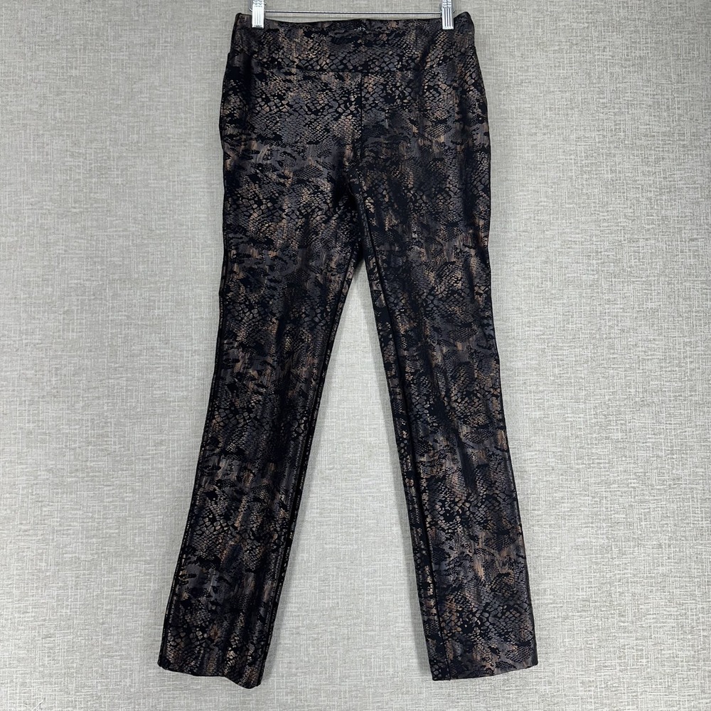 Insight Dress Pants Womens 4 Black Snake‎ Print Ponte Straight Pull On Stretch
